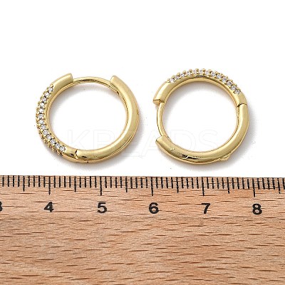 Brass Micro Pave Cubic Zirconia Huggie Hoop Earrings EJEW-K083-36G-B-1