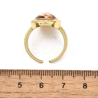 Jesus & Virgin Mary Theme Brass Micro Pave Clear Cubic Zirconia Cuff Rings for Women KK-D343-15G-1