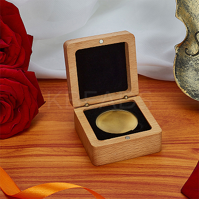 Square Beech Wooden Coin Storage Boxes CON-WH0099-61A-1
