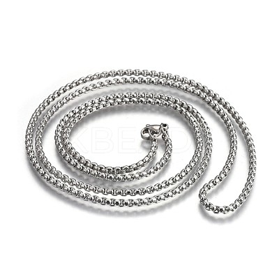 Non-Tarnish 304 Stainless Steel Box Chain Necklaces NJEW-O110-05G-P-1