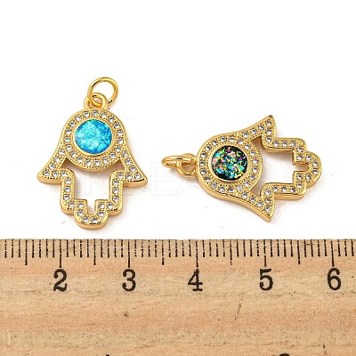 Brass Pendants Micro Pave Cubic Zirconia with Synthetic Opal KK-K356-08G-1