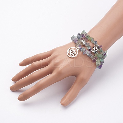 Natural Fluorite Stretch Bracelet Sets X-BJEW-JB02621-1