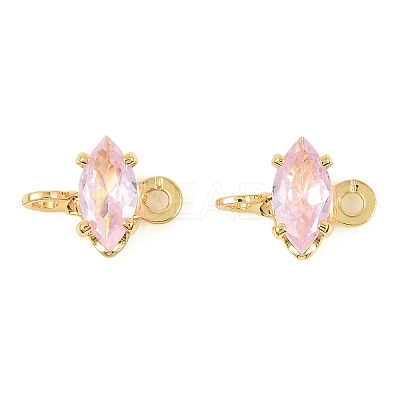 Brass Pave Cubic Zirconia Horse Eye Connector Charms KK-P347-03G-01-1