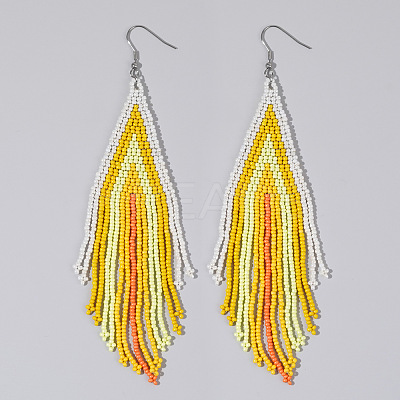 Handmade Glass Seed Beads Tassel Dangle Earrings EN2812-10-1