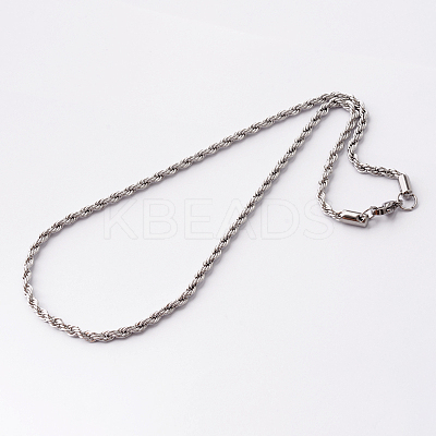 Tarnish Resistant 304 Stainless Steel Rope Chain Necklaces STAS-O056-A-10-1