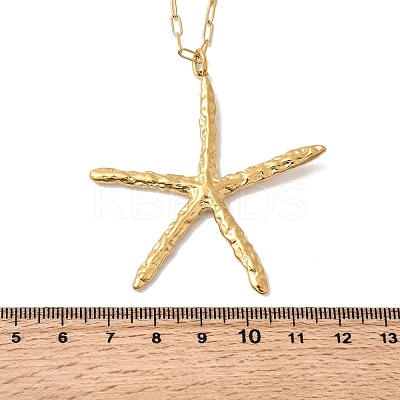 304 Stainless Steel Starfish Pendant Necklaces for Women NJEW-C107-01G-1
