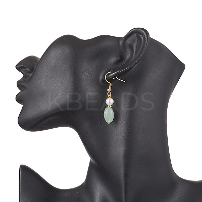 Natural Green Aventurine Dangle Earrings EJEW-JE06470-1