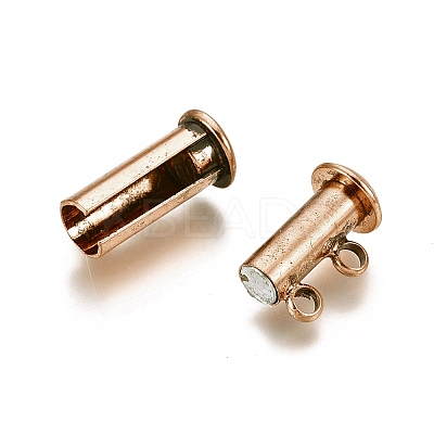 2-Strands 4-Holes Tube Brass Magnetic Slide Lock Clasps KK-D472-R-NF-1
