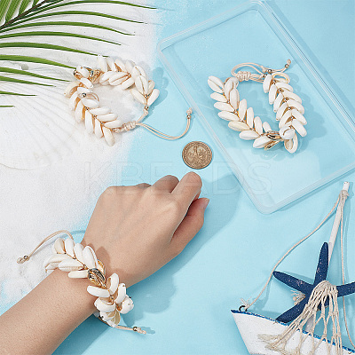 3Pcs Natural Cowrie Shell Charm Bracelets Set BJEW-PH0004-36-1