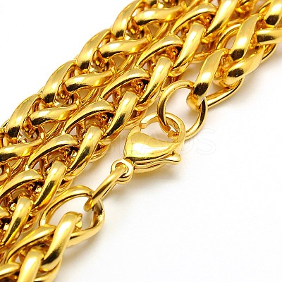 Fashionable 304 Stainless Steel Wheat Chain Necklaces for Men STAS-A028-N004G-1