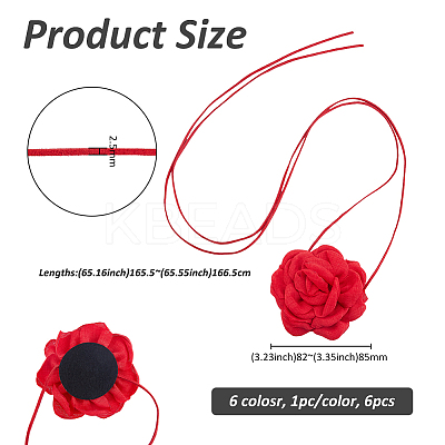 6Pcs 6 Colors Cloth Flower Collar Choker Necklace NJEW-FH0001-11-1