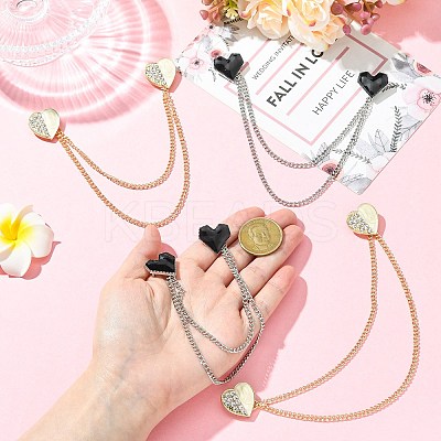 4Pcs 2 Styles Heart Rhinestone Lapel Pins JEWB-CJ0003-34-1