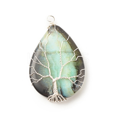 Natural Crackle Agate Pendants PALLOY-JF01526-03-1