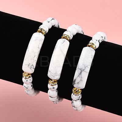 Natural Howlite Beads Stretch Bracelets BJEW-T022-04O-1