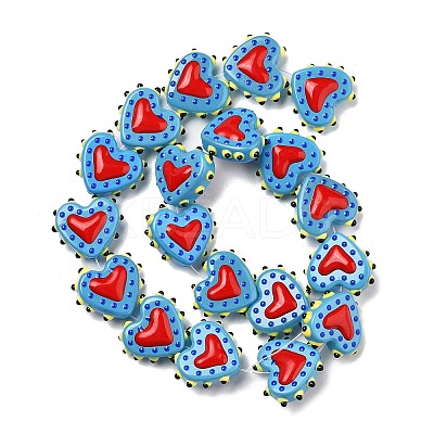 Baking Paint Glass Bumpy Beads Heart LAMP-V001-07B-1