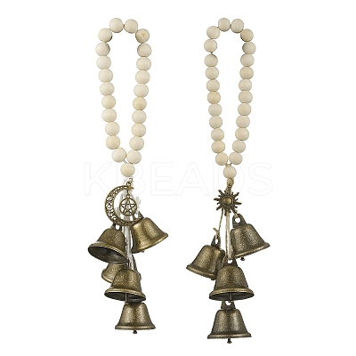 Natural Wood Beads Door Hanging HJEW-JM03357-1