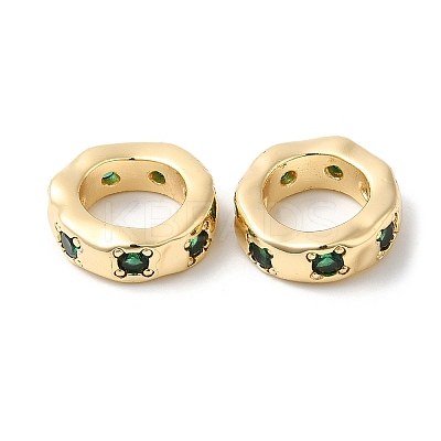 Brass Micro Pave Cubic Zirconia Beads KK-P234-22G-1