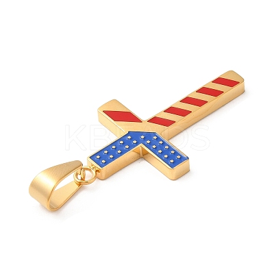 Independence Day PVD Vacuum Plating 304 Stainless Steel Enamel Pendants STAS-E195-02G-1