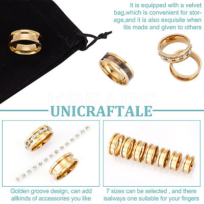 14Pcs 7 Size Stainless Steel Grooved Finger Rings Set RJEW-UN0002-71G-1