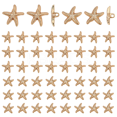 60Pcs 2 Styles 1-Hole Alloy Shank Buttons BUTT-PH0001-79KCG-1