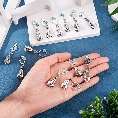 18Pcs 9 Styles Alloy Resin Replacement Zipper Sliders HJEW-TAC0099-1