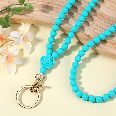 Rose Silicone ID Card Neck Strap Card Holder NJEW-SW00028-01-1