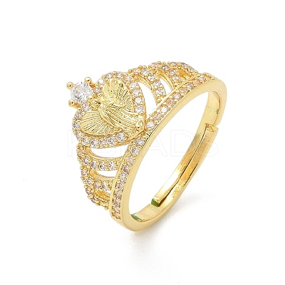 Virgin Mary Theme Clear Cubic Zirconia Finger Rings RJEW-G337-02G-05-1