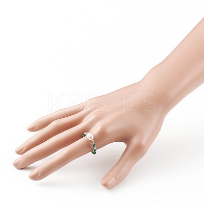 Glass Beads Stretch Rings RJEW-JR00314-1