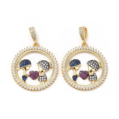 Brass Micro Pave Cubic Zirconia Pendants KK-H441-29G-1