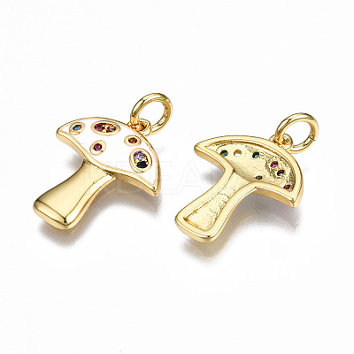 Autumn Theme Brass Micro Pave Cubic Zirconia Enamel Pendants ZIRC-Q200-023F-NF-1