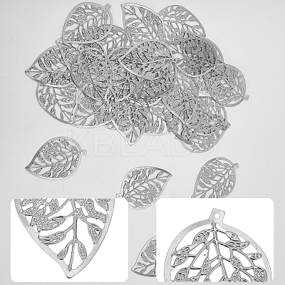 60Pcs 2 Styles Iron Leaf Ornaments AJEW-GF0012-11B-1