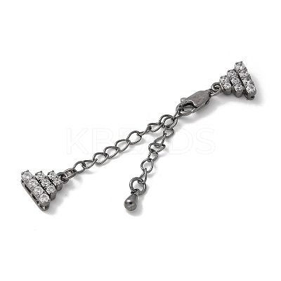 Brass Micro Pave Cubic Zirconia Chain Extender with Glass KK-U052-20B-1