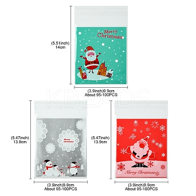 3 Bags 3 Styles Rectangle OPP Cellophane Bags for Christmas OPC-FS0001-01B-1