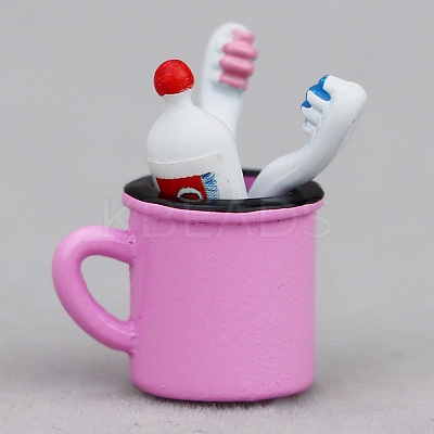 Alloy Toothbrush Toothpaste Set Miniature Ornaments PW-WG092FD-03-1