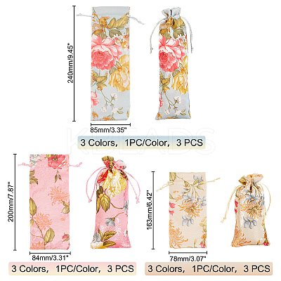 9Pcs 9 Style Silk Pouches ABAG-GA0001-10-1
