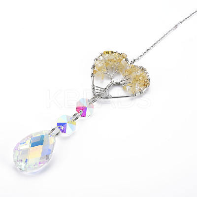 Natural Yellow Quartz Big Pendants G-N333-008A-1