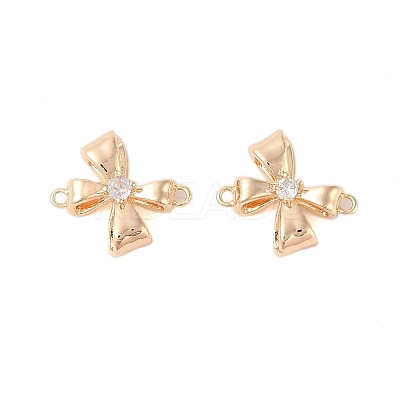 Brass Pave Clear Glass Connector Charms KK-N254-58G-1