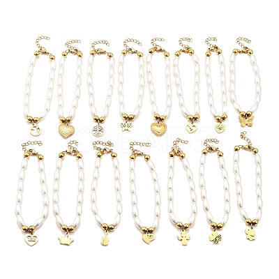 304 Stainless Steel Charm Bracelets for Women BJEW-C098-14G-1
