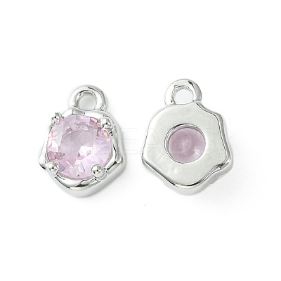 Brass Micro Pave Cubic Zirconia Charms KK-L208-10P-03-1