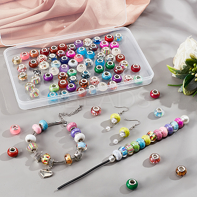 100Pcs 5 Styles Resin & Acrylic European Beads RPDL-NB0001-24-1