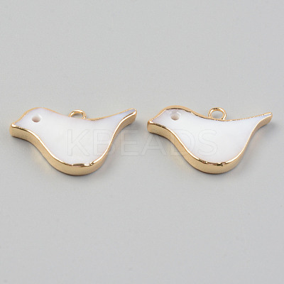 Electroplate Natural Freshwater Shell Pendants X-SHEL-T017-05-1