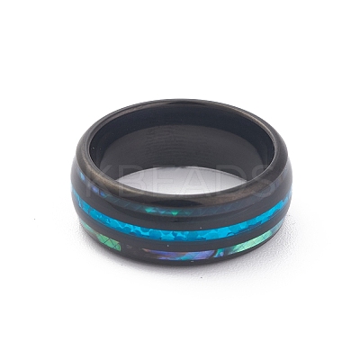 Ion Plating(IP) 304 Stainless Steel Paua Shell Cuff Ring for Women RJEW-M014-01B-C-1