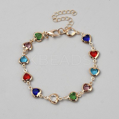 Alloy Rhinestone Link Chain Bracelets for Women BJEW-WH0041-32-1