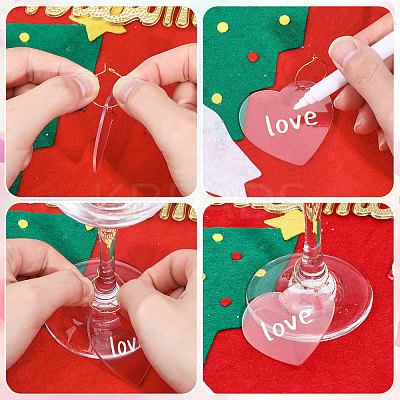 30Pcs 6 Color Gradient Transparent Acrylic Disc Wine Glass Charms AJEW-AB00013-1