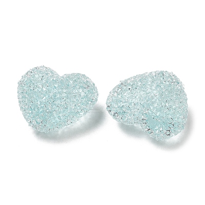 Drusy Heart Resin Rhinestone Beads X-RESI-C038-01-1