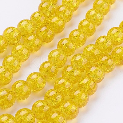 1Strand Gold Transparent Crackle Glass Round Beads Strands X-CCG-Q001-10mm-10-1