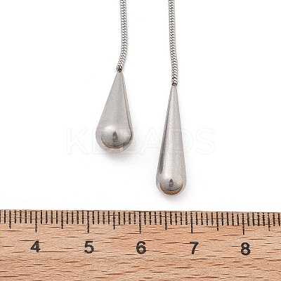 304 Stainless Steel Snake Chain Lariat Necklaces with Teardrop Ends NJEW-D300-02G-1