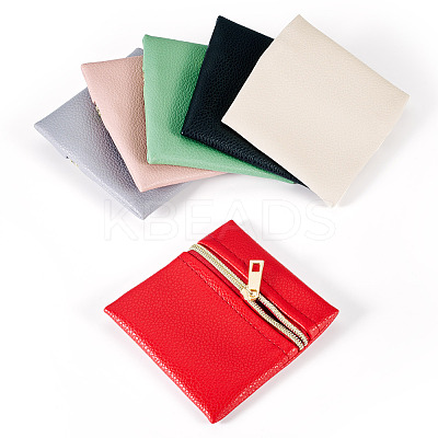 6Pcs 6 Colors Imitation Leather Jewelry Storage Zipper Bags ABAG-TA0001-66A-1