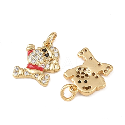 Christmas Brass Micro Pave Cubic Zirconia Enamel Charms KK-L255-19G-09-1