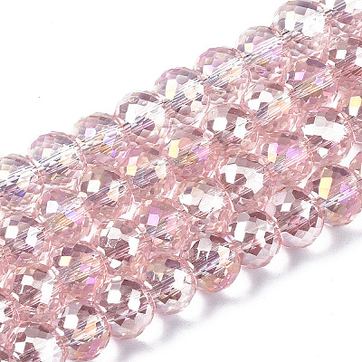Electroplate Transparent Glass Beads Strands X-EGLA-Q125-004-1
